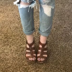 Brown sandal wedges